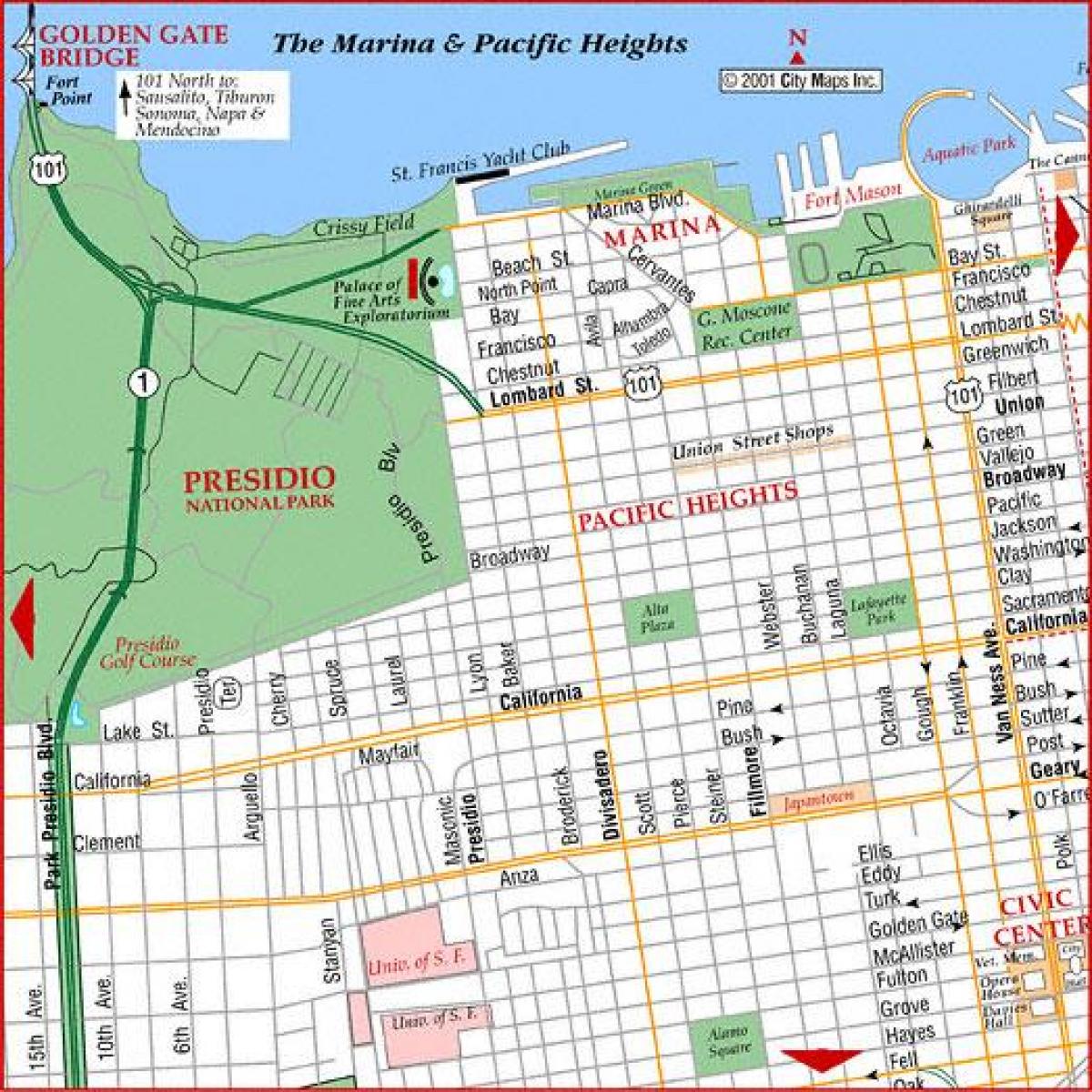 Карта на Пасифик Хайтс в Сан Франциско