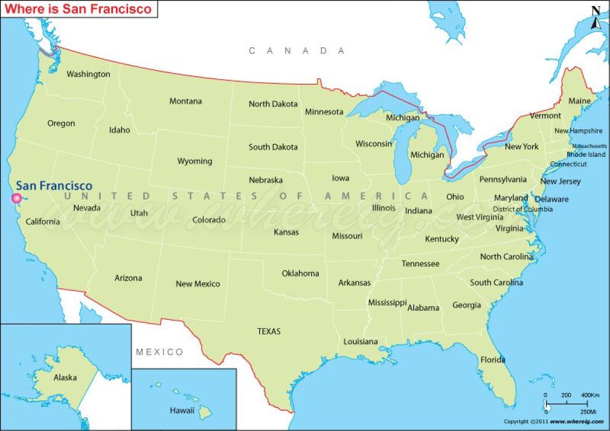 карта на Сан Франциско, Калифорния, САЩ