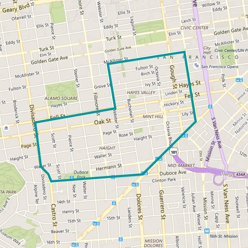 карта на Hayes Valley-Сан Франциско