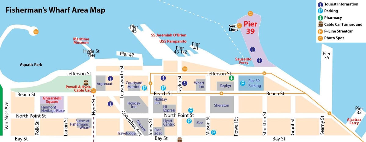 Карта на Сан Франциско Pier 39 размер на