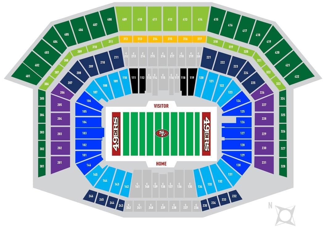 Карта 49ers и паркинг 