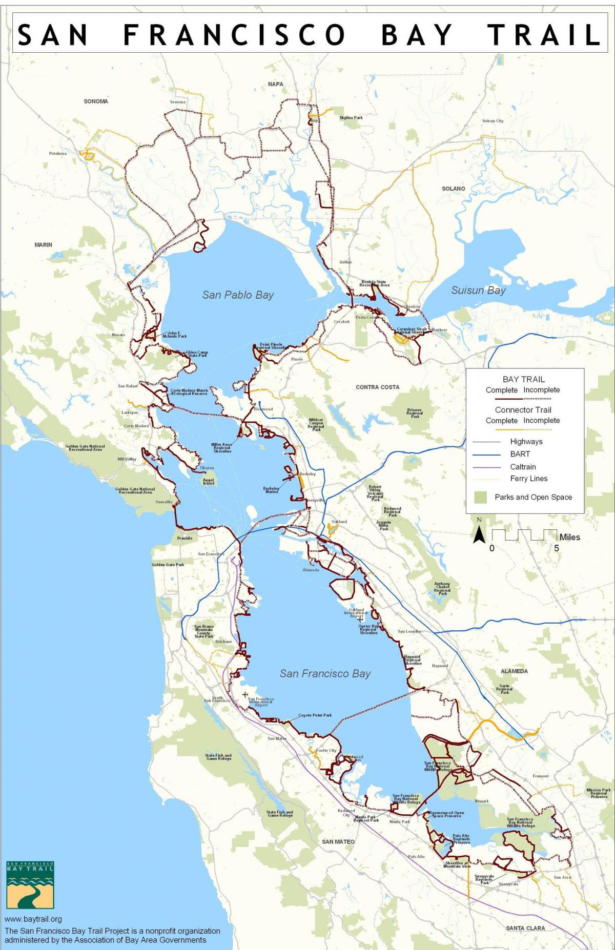 Сан Франциско Bay Trail карта