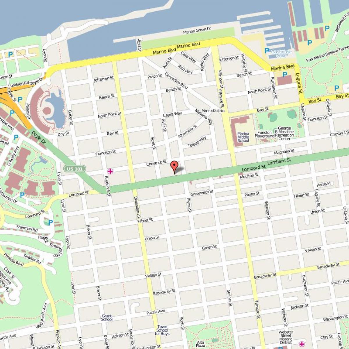 Карта Lombard street, Сан Франциско