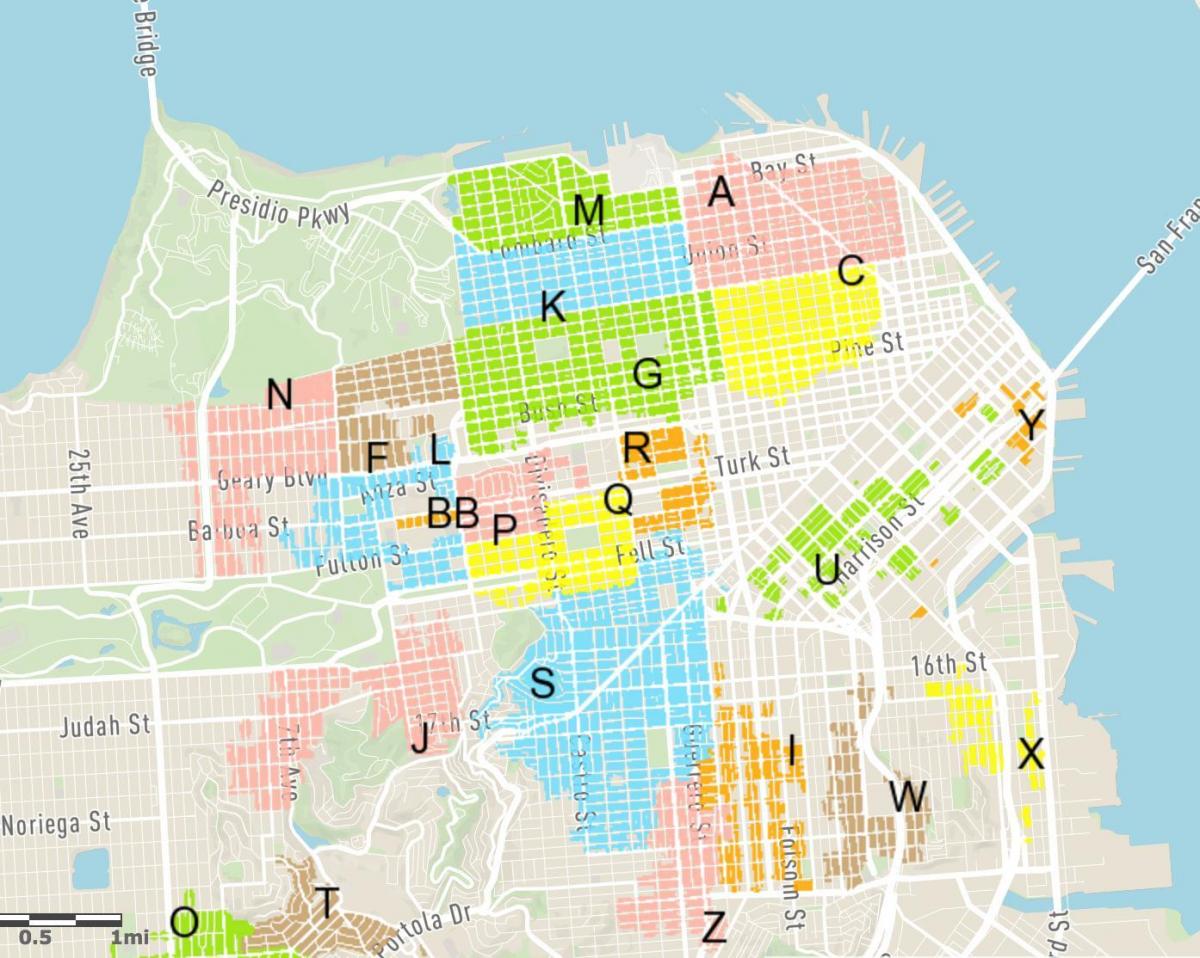 безплатен паркинг на улицата на Сан Франциско картата
