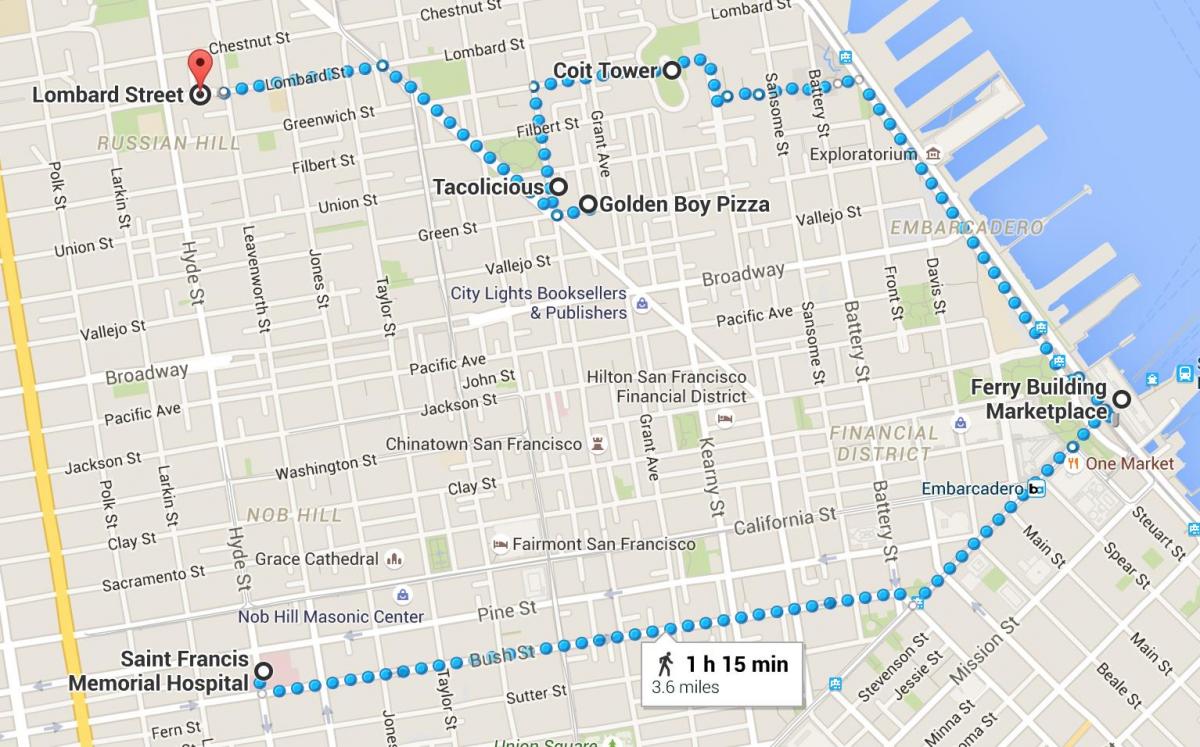 Сан Франциско Чайнатаун пешеходна обиколка на картата