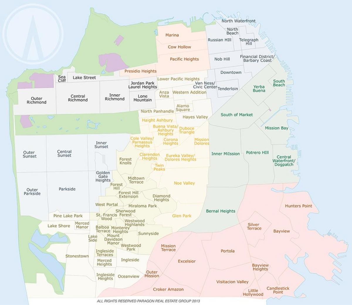 Карта на Краве Холоу центъра на Сан Франциско