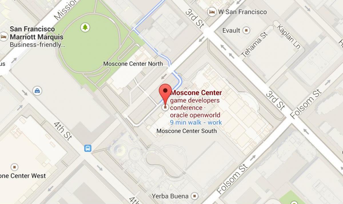 Карта конферентен център Moscone в Сан Франциско