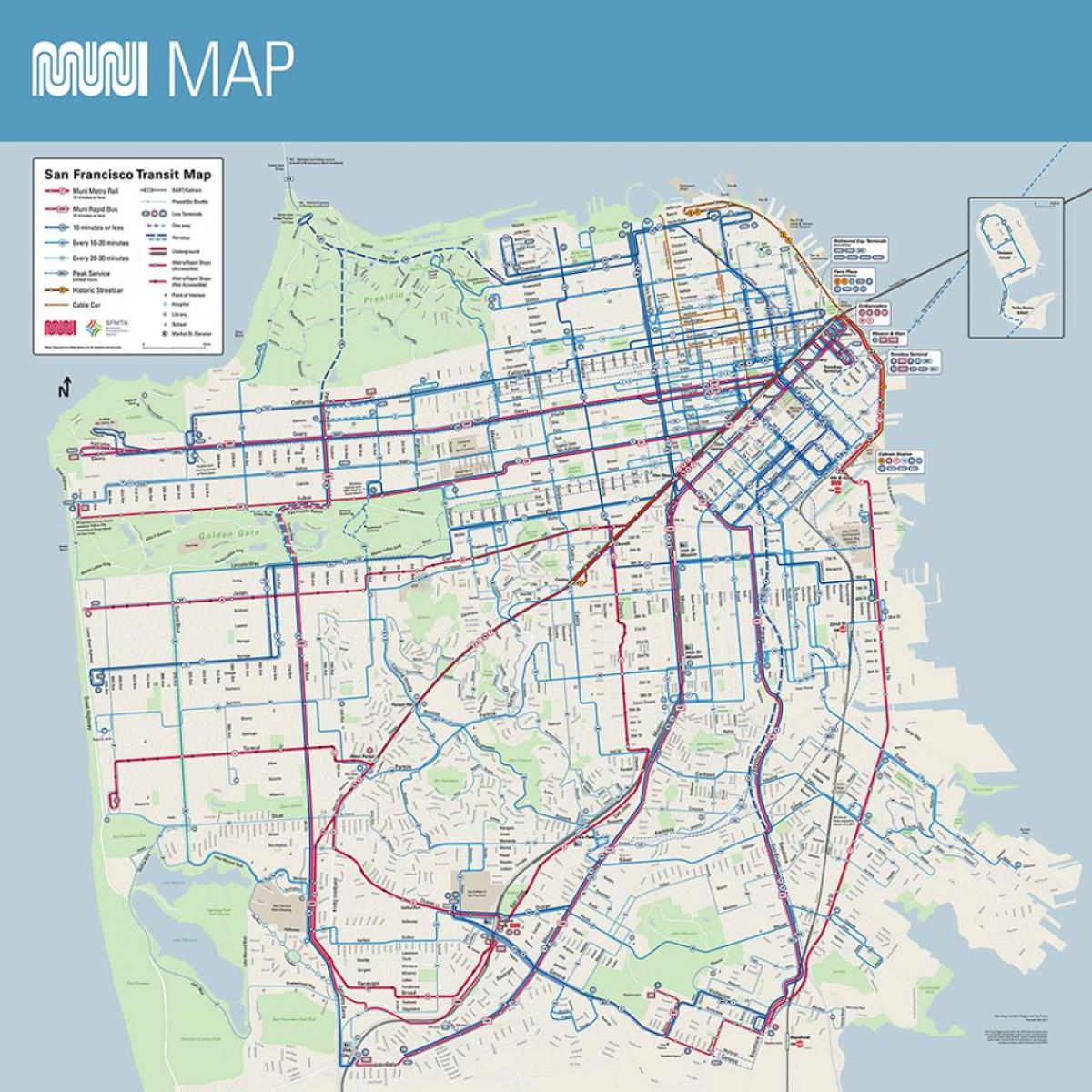 SF Муни карта на маршрута 