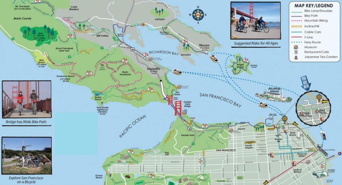 Карта обиколка на Сан Франциско, на велосипед 