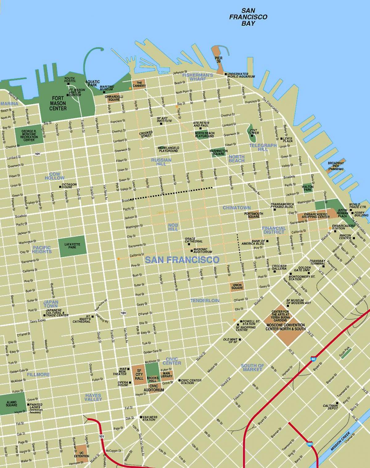 карта на забележителностите на Сан Франциско