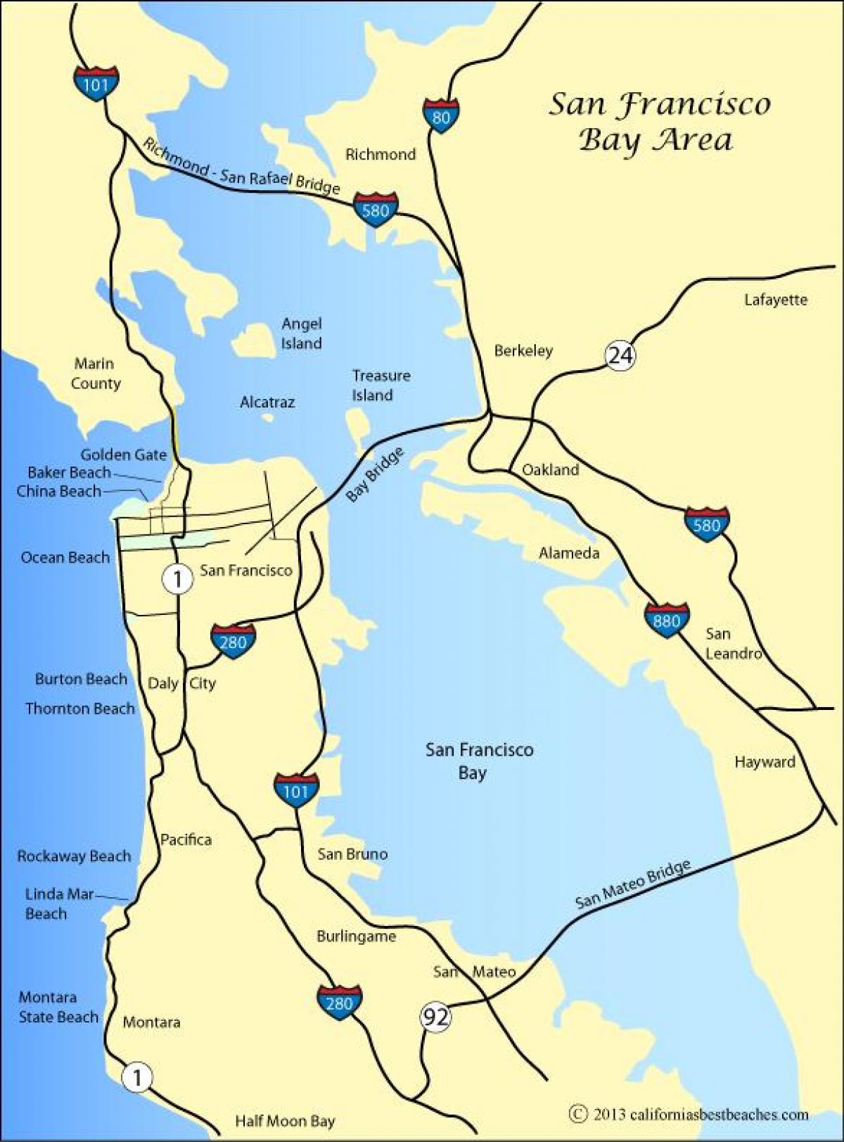 Карта на Сан Франциско плажове