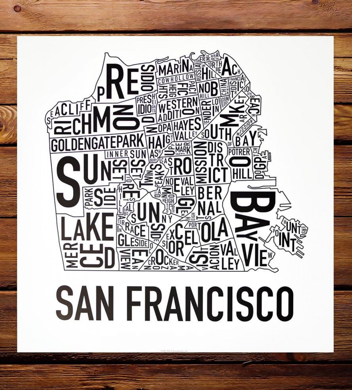 Карта на Сан Франциско и околностите на изкуството