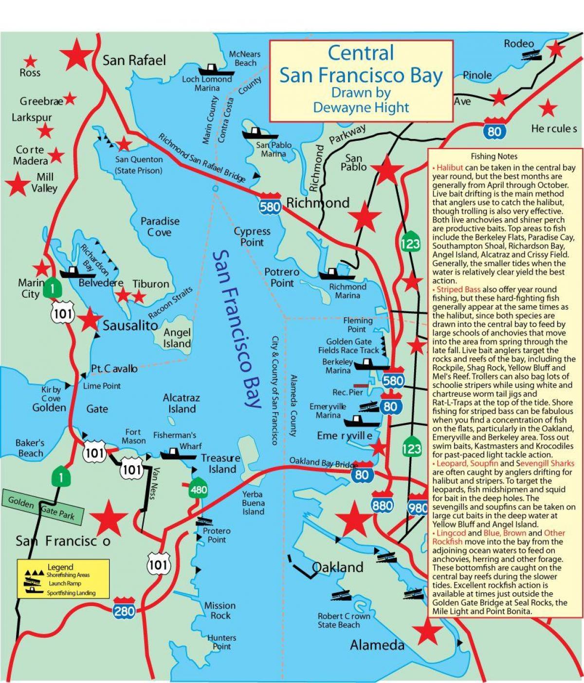 Карта на Сан Франциско риболов 