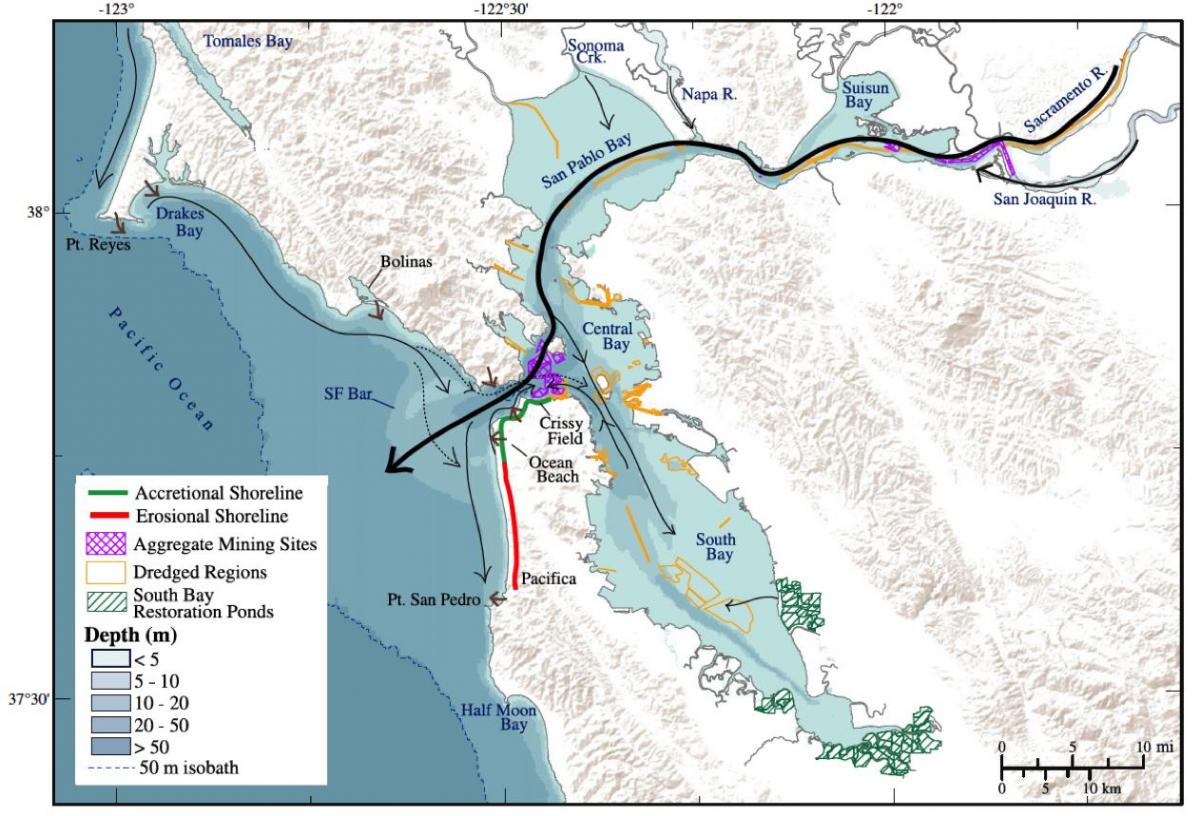 Карта на Сан Франциско дълбочината на залива 