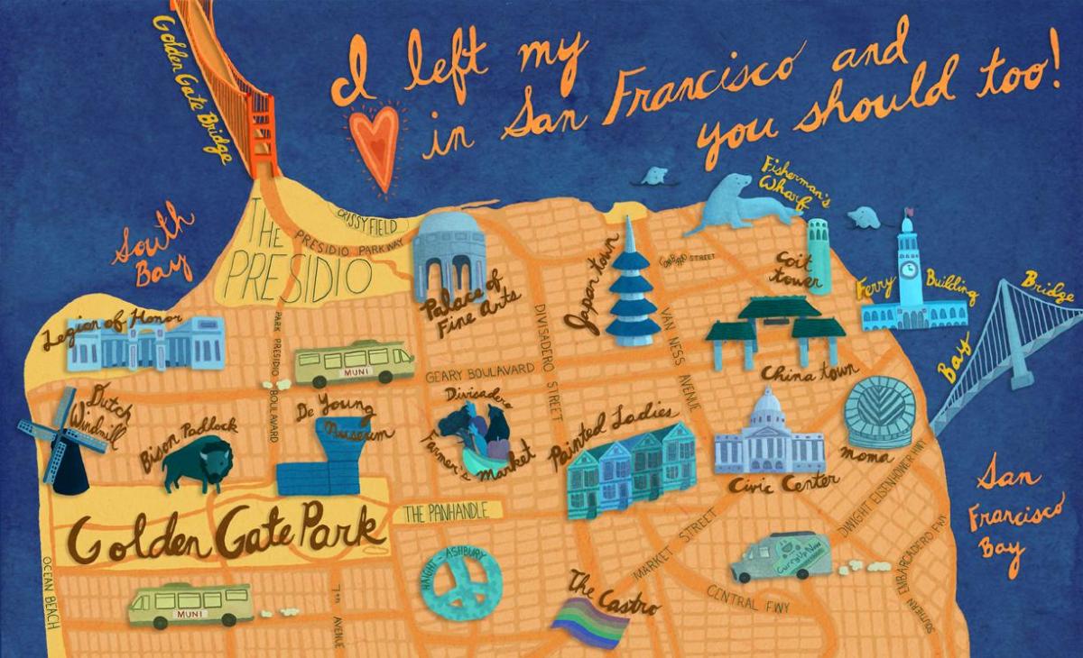 Карта на Сан Франциско илюстрация