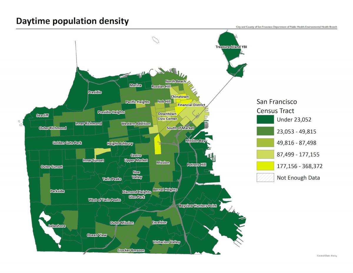 Карта на гъстота на населението на Сан Франциско 