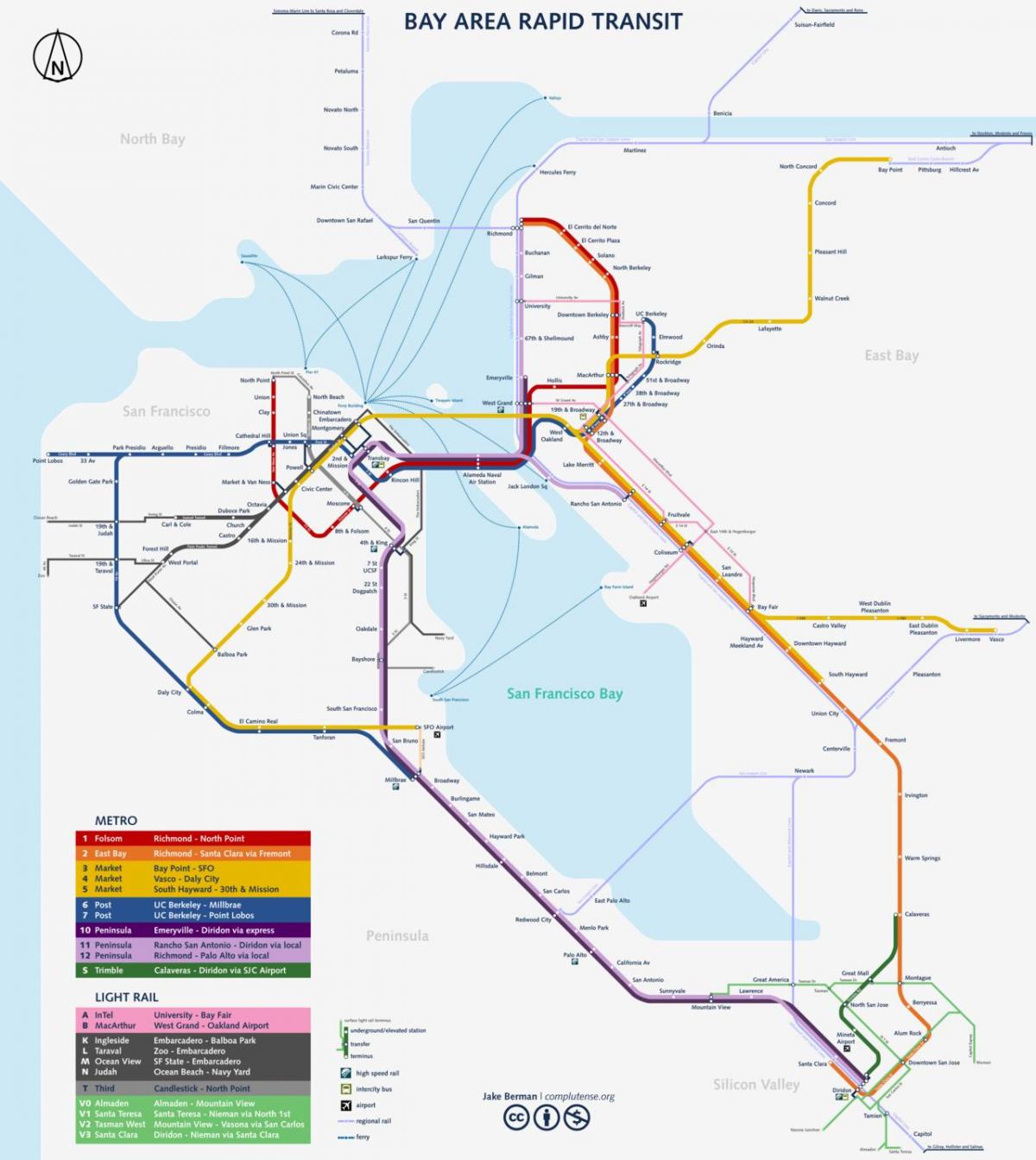Карта на метрото в Сан Франциско 