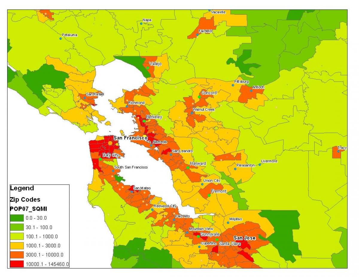 Картата на населението на Сан Франциско 