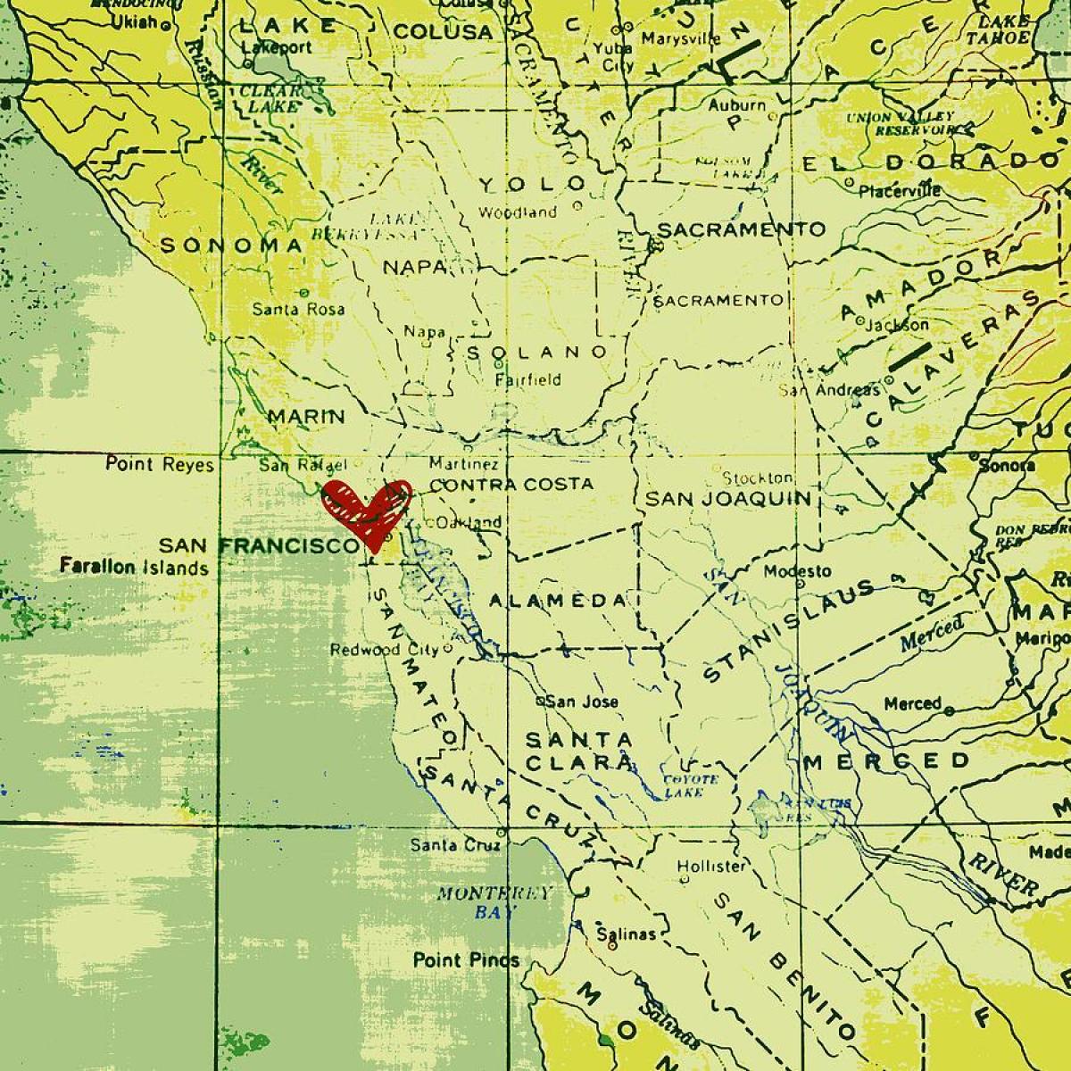 сърцето си в Сан Франциско картата