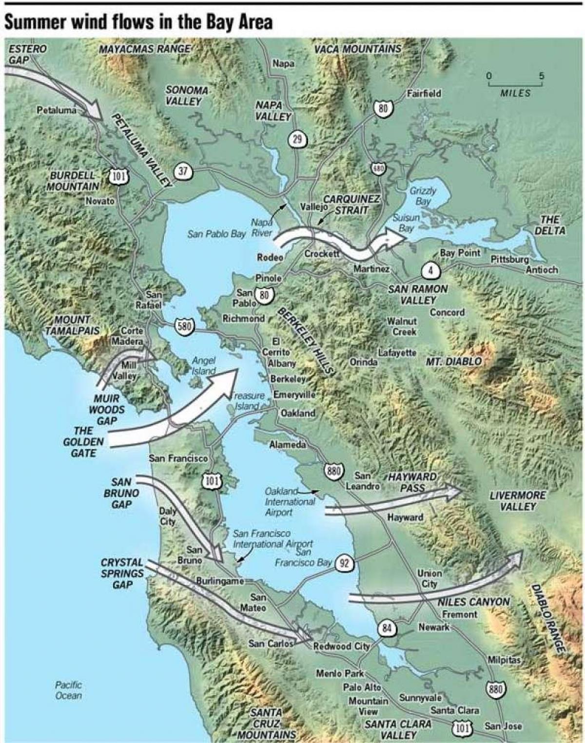 Карта на Сан Франциско микроклимат