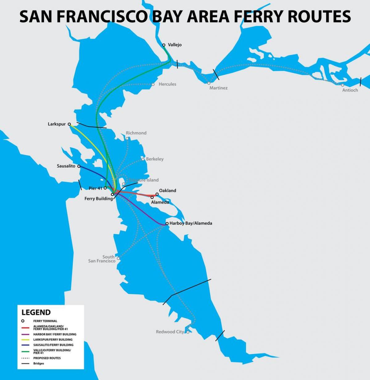 Сан Франциско ферибот залива на картата 