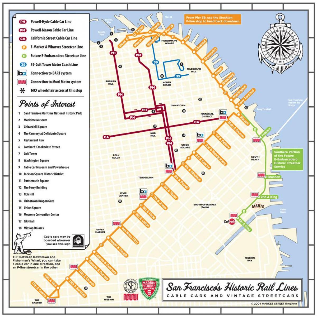 Сан Фран тролейбуси картата