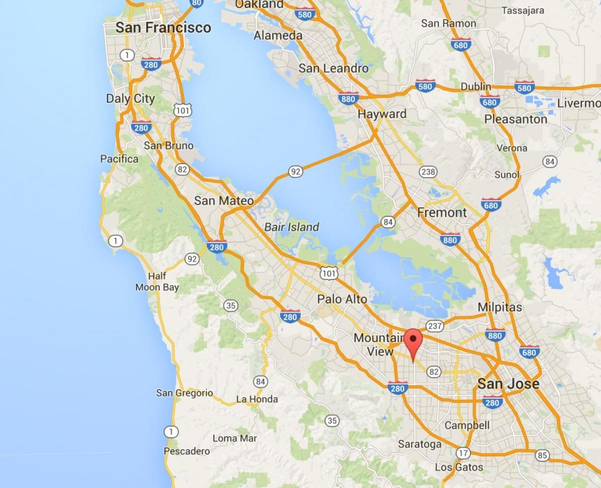 карта градове в Силициевата долина 