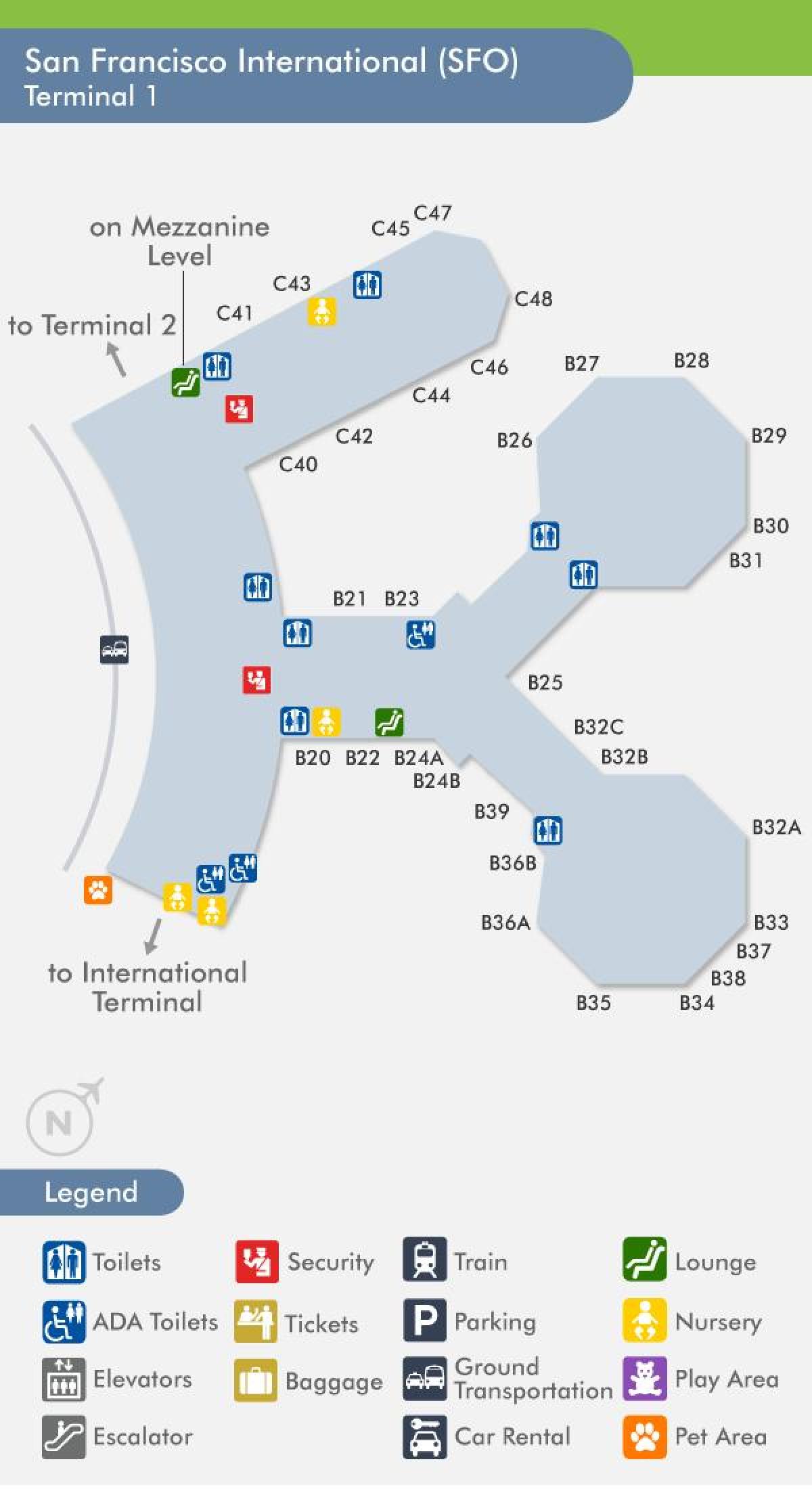 На терминала на летище Сан Франциско е на 1 карта