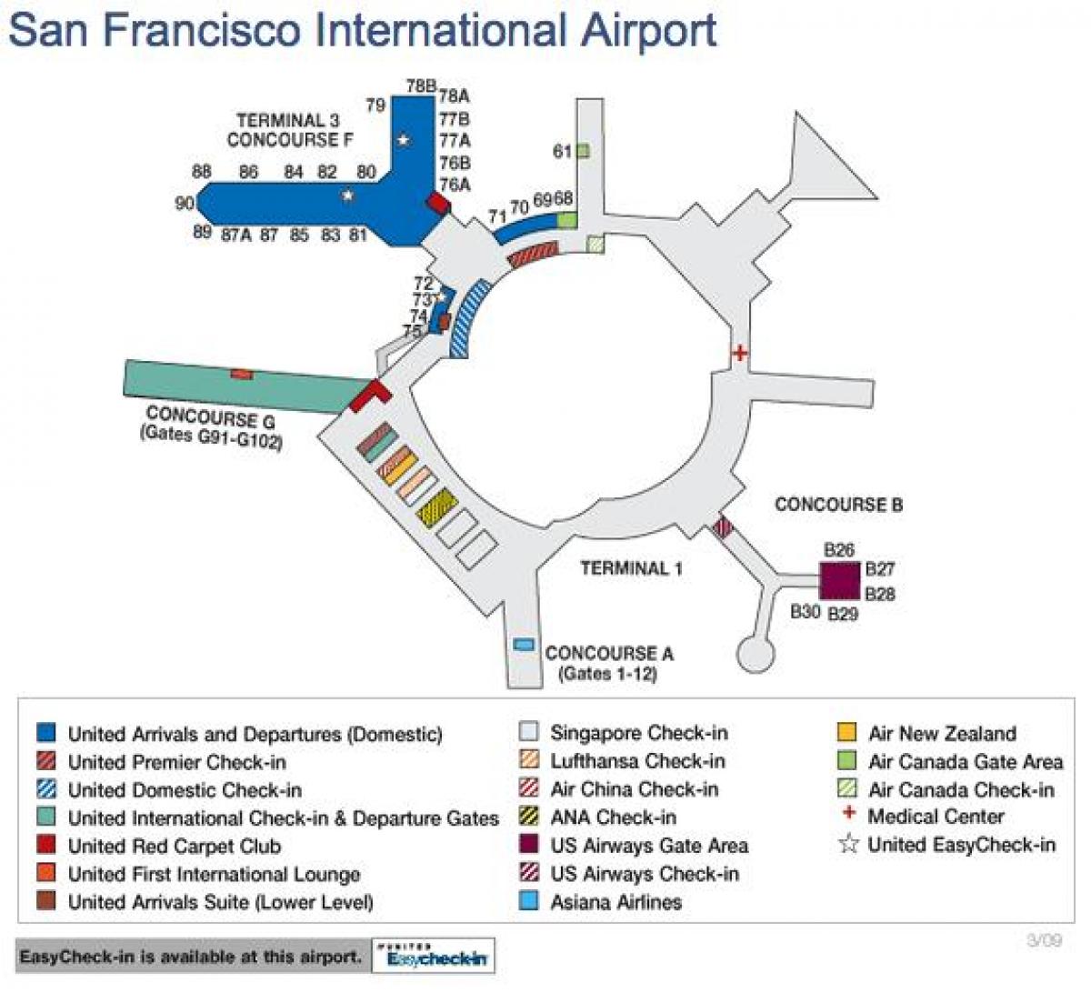 Летище Сан Франциско, на картата на САЩ