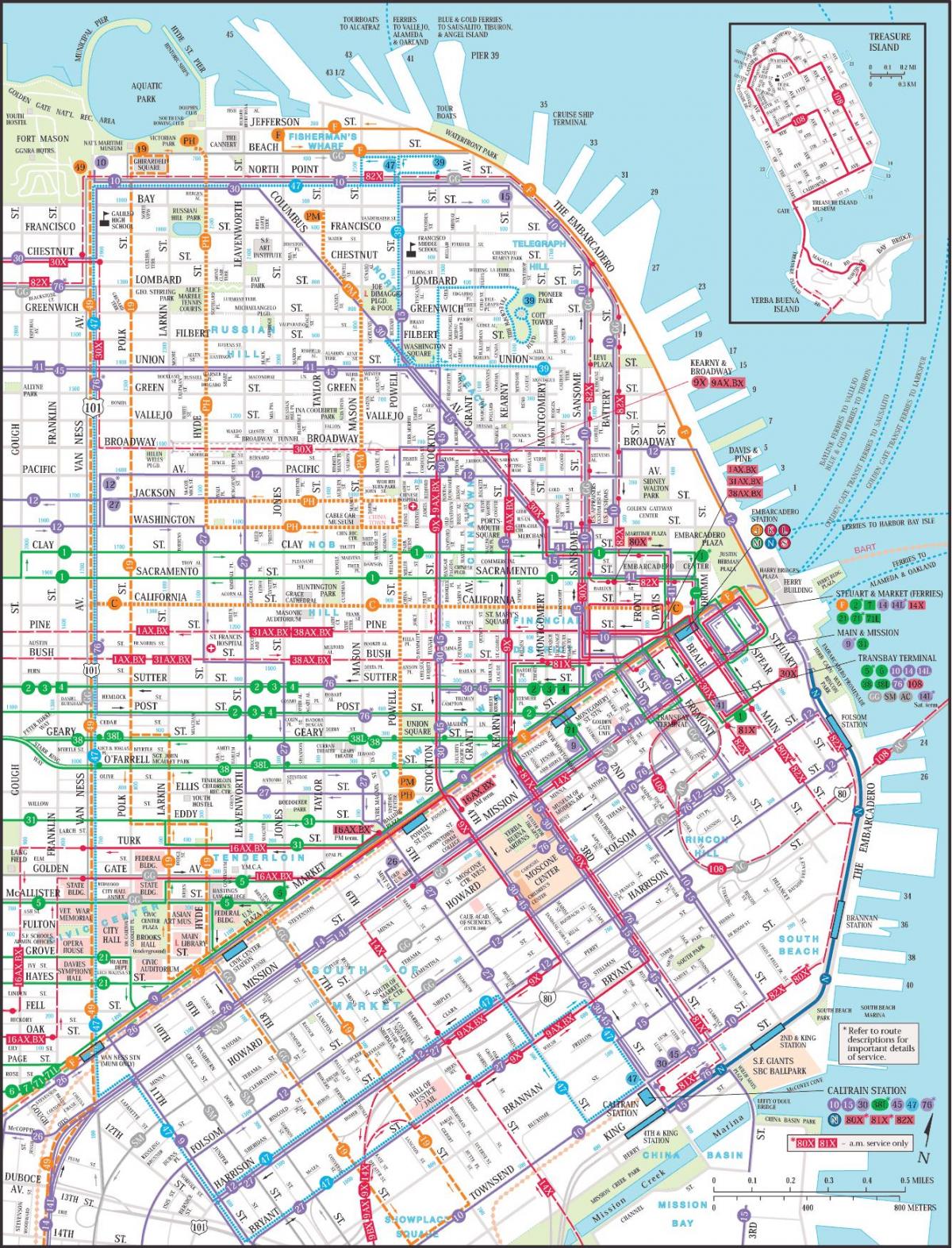 Сан Франциско обществен транспорт картата