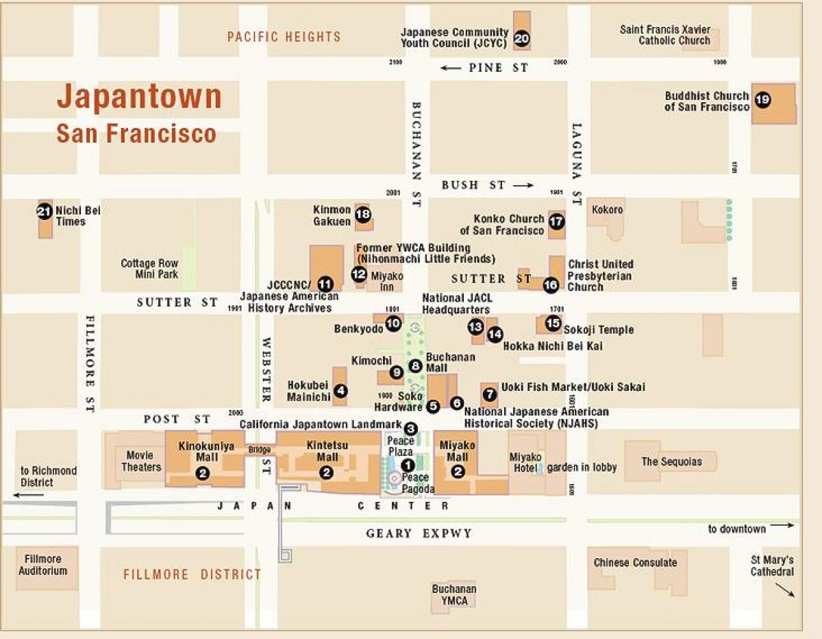 Карта на японския квартал в Сан Франциско