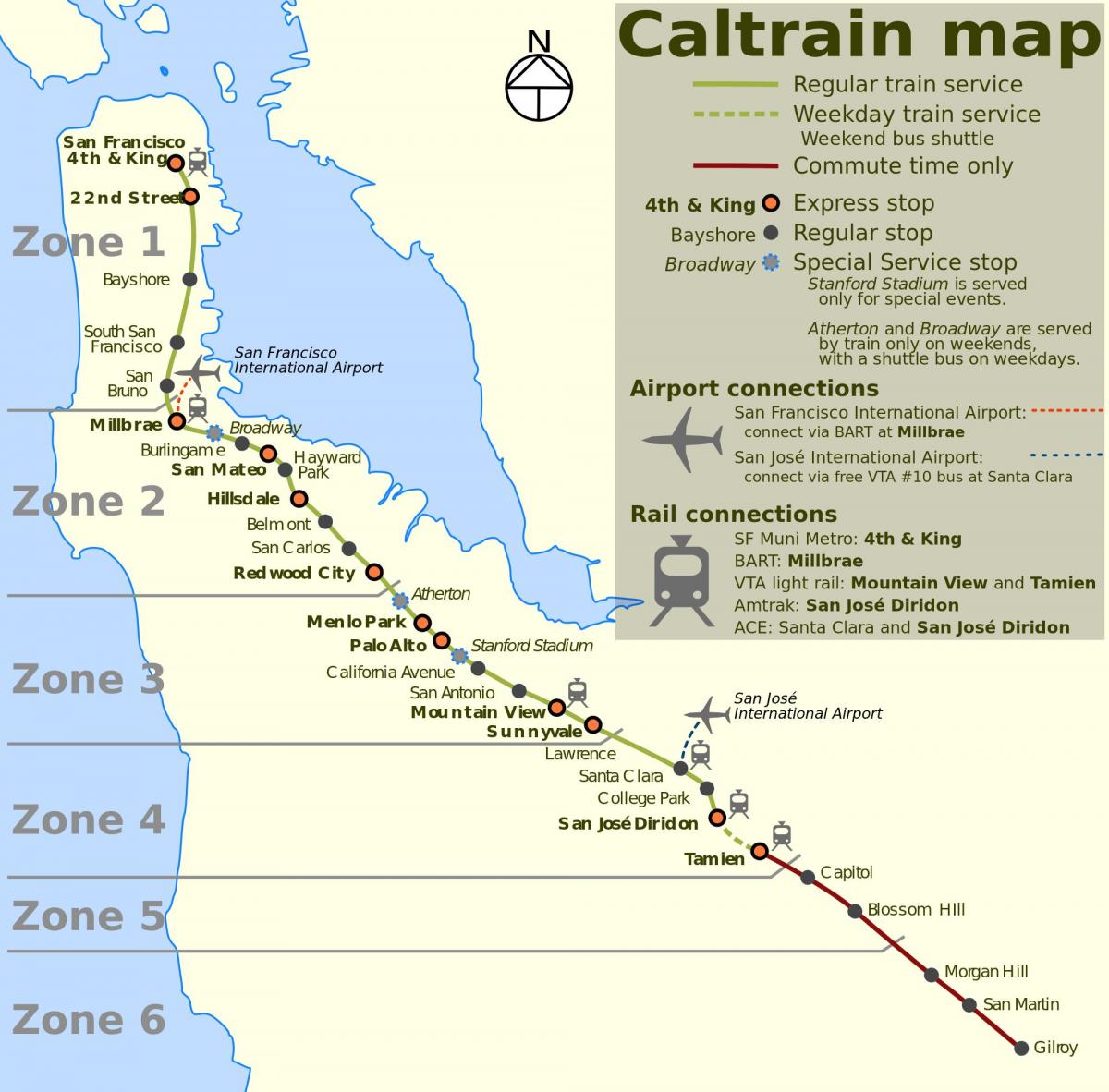 Сан Франциско Колтрейн картата