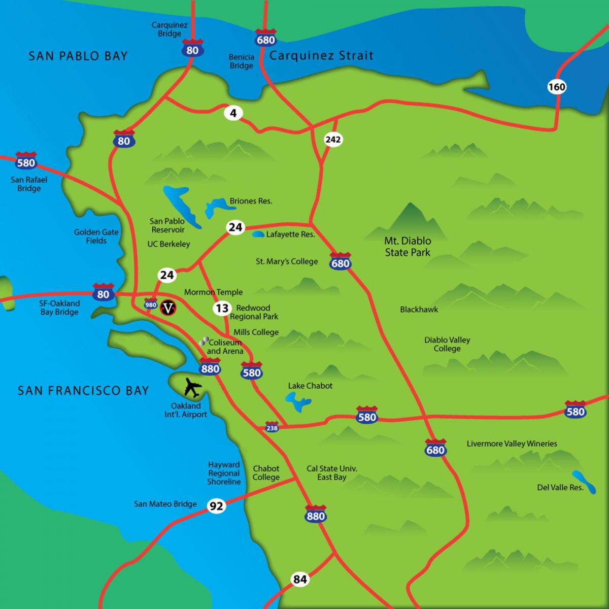 на изток залива на Калифорния карта