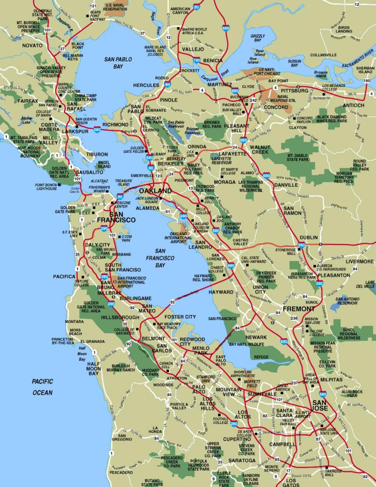 Сан Франциско и района на картата