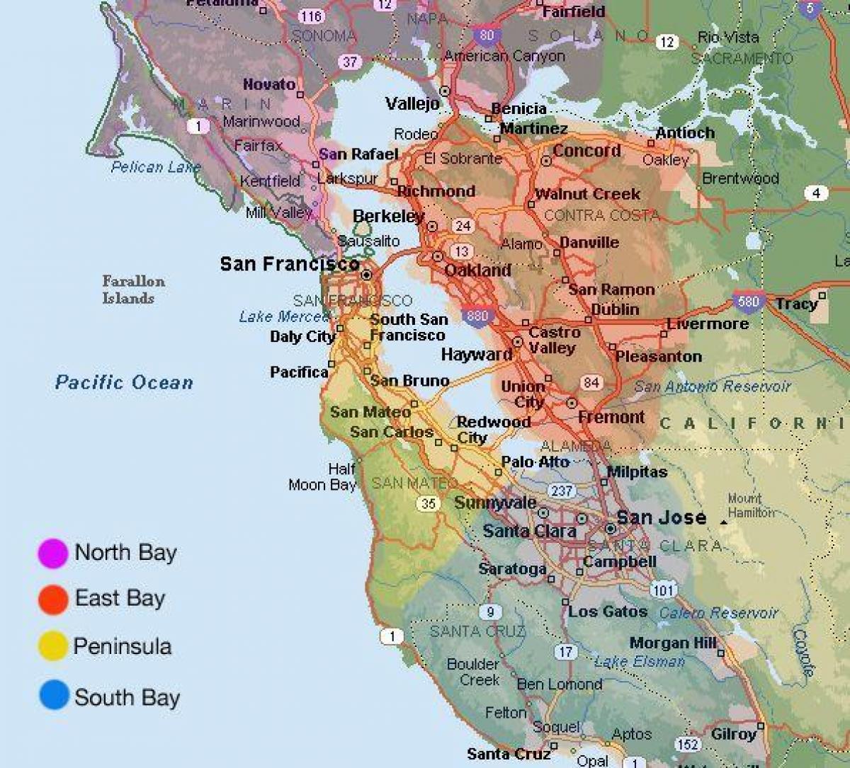 Сан Франциско карта и околностите