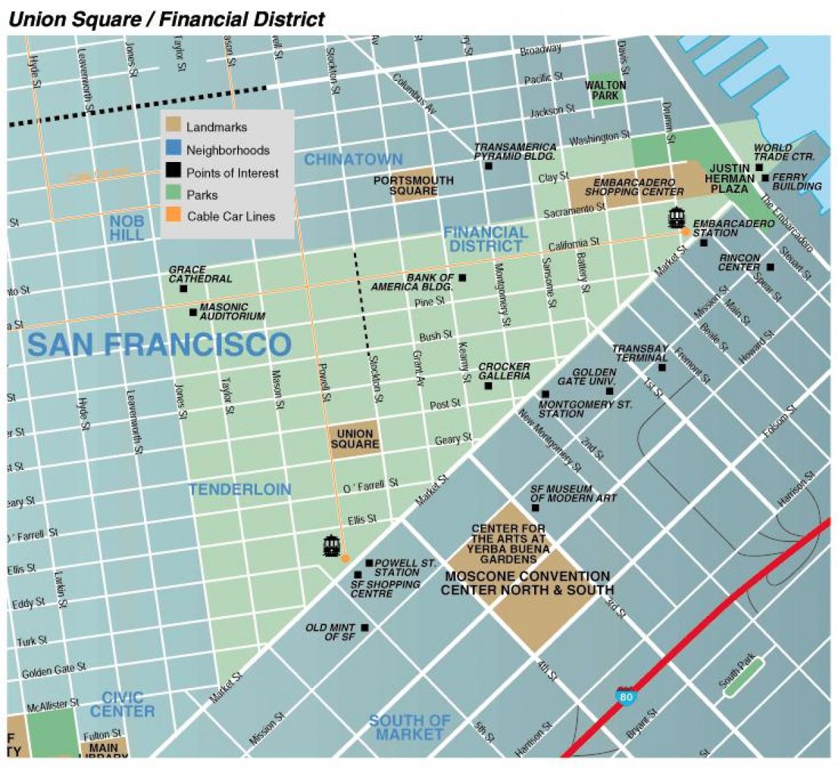 Карта на площад Union в Сан Франциско
