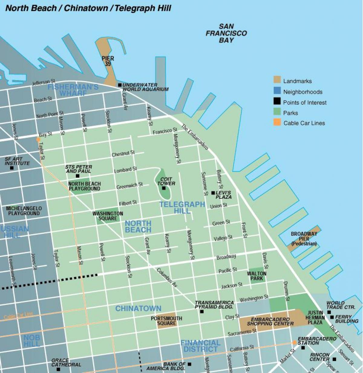 Карта на северния плаж на Сан Франциско