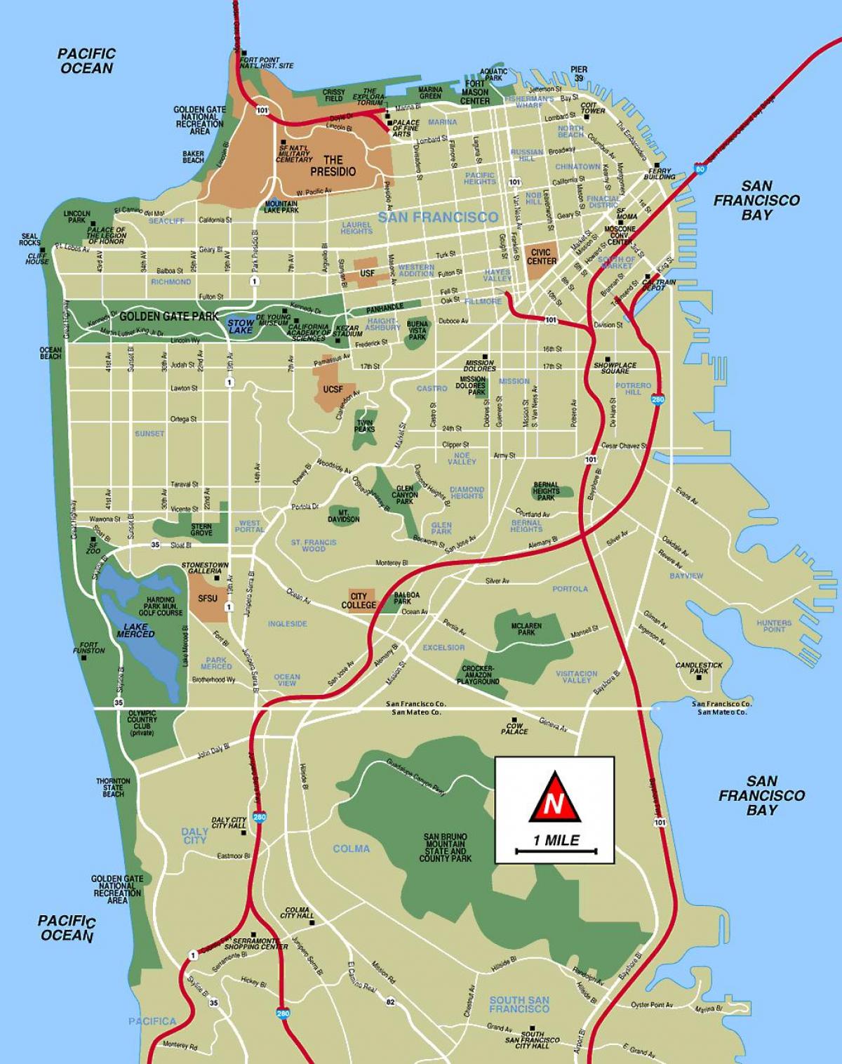 картата на Сан Франциско