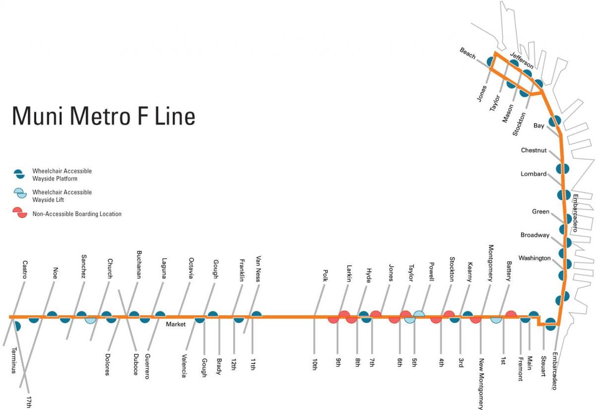 линията F картата на Сан Франциско