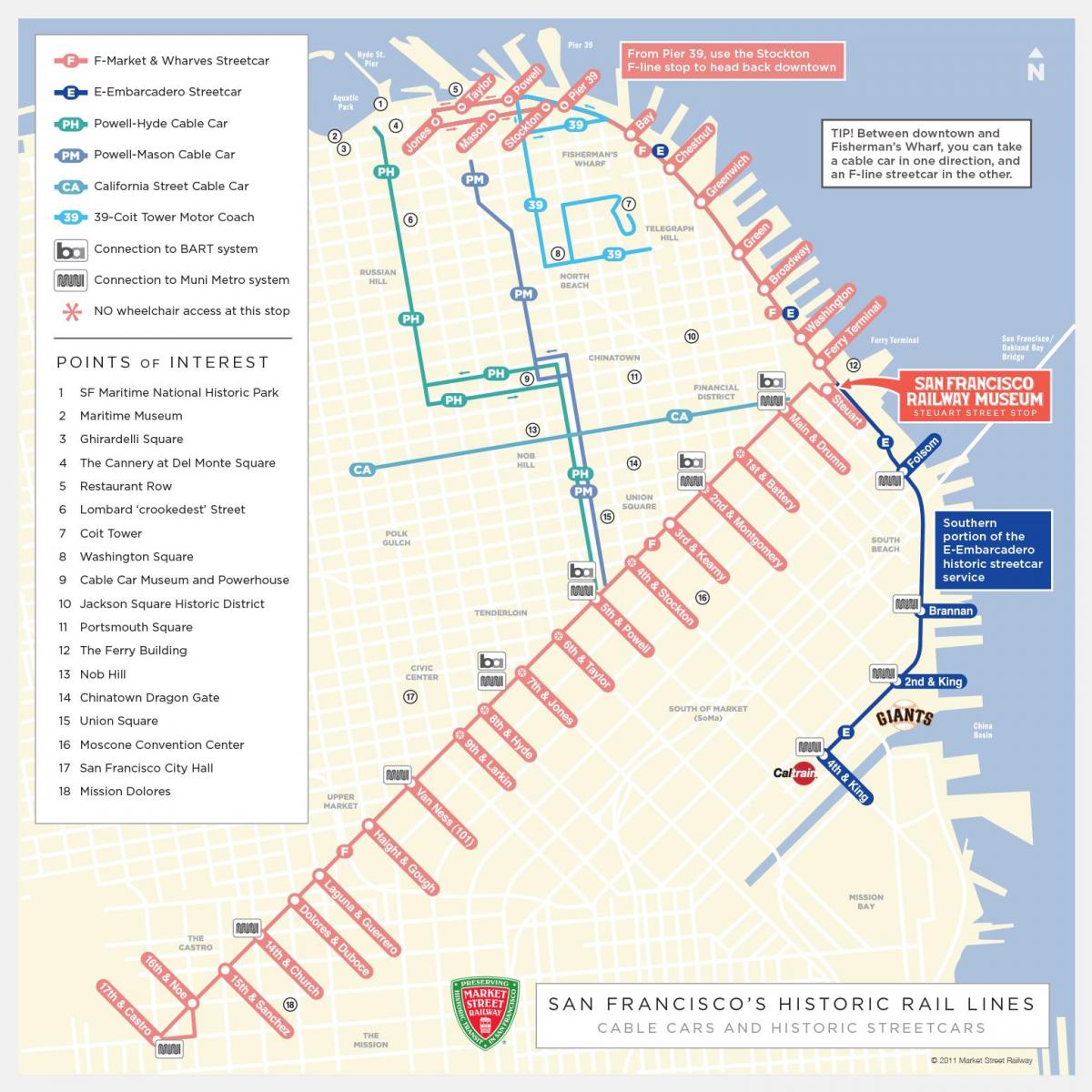 карта на Сан Франциско троллейбусный маршрут 