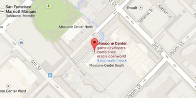 Карта конферентен център Moscone в Сан Франциско