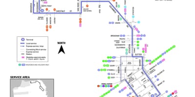 Автобус до Сан Франциско 30 маршрут на картата