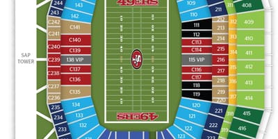 Карта на Сан Франциско 49ers в стадион 