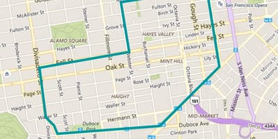 Карта На Hayes Valley-Сан Франциско