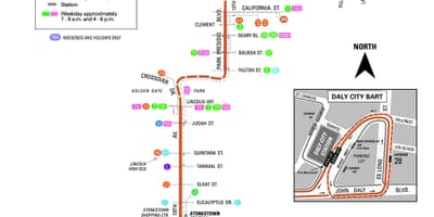 Автобус до Сан Франциско 28 маршрут на картата