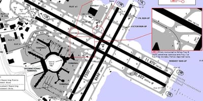 Сан Франциско картата на пистата за излитане и кацане на летище 