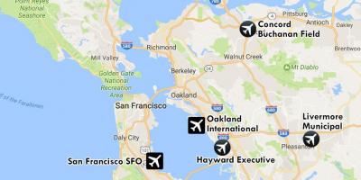 Летища в непосредствена близост до Сан Франциско картата