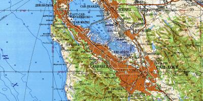 Областта на залива на Сан Франциско топографска карта