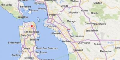 Карта градове на Калифорния, близо до Сан Франциско